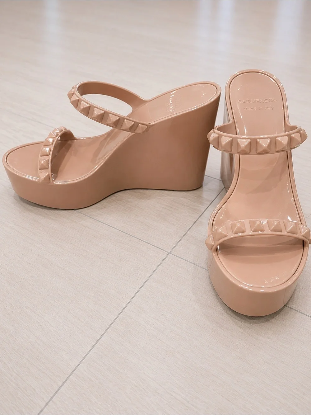 Carmen Sol Tonino Wedge Blush Jelly Platform Sandals Made in Italy Size 9